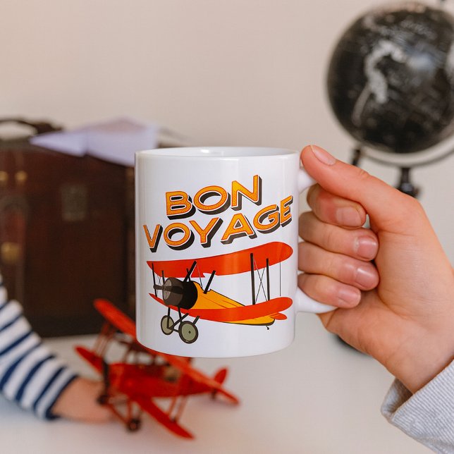 Mug Bon Voyage Biplane Avion Vintage (Créateur téléchargé)