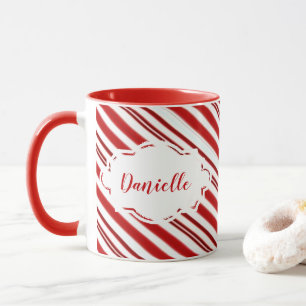 Mug Bonbon à la menthe personnalisé rayé