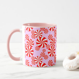 Mug Bonbon à la menthe poivrée rouge et blanc sur moti