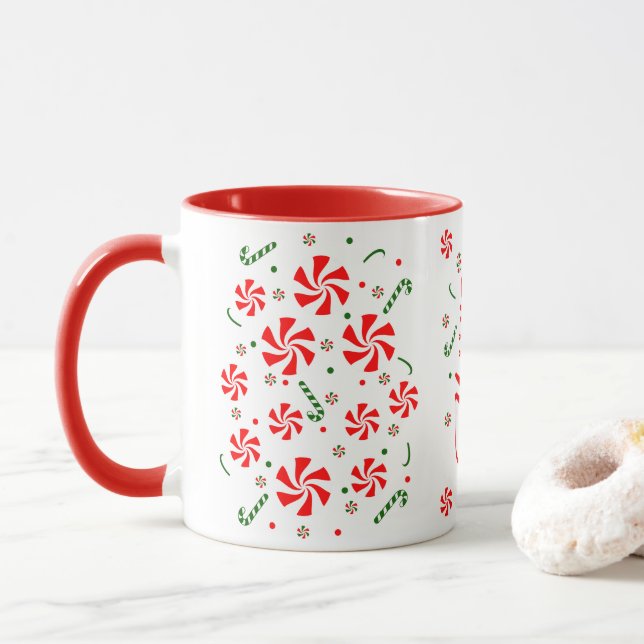 Mug Bonbons à la menthe de Noël (Avec donut)