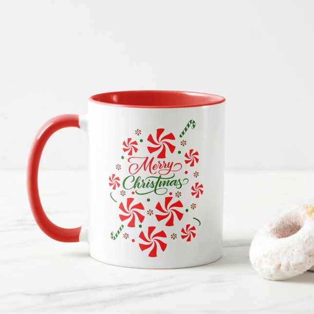 Mug Bonbons à la menthe de Noël (Avec donut)