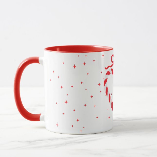 Mug Bonbons de Noël rouge féminin personnalisées (Gauche)