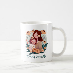 Mug Bond adorable maman et fille - Cadre floral (3)