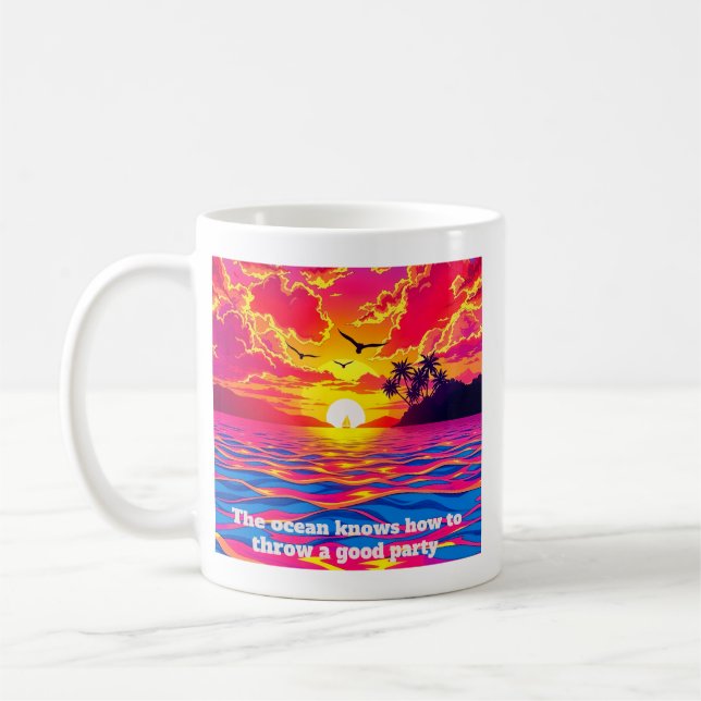 Mug Bonheur de coucher de soleil tropical (Gauche)