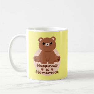 Mug Bonheur fait maison Kawaii mignon bébé ours brun