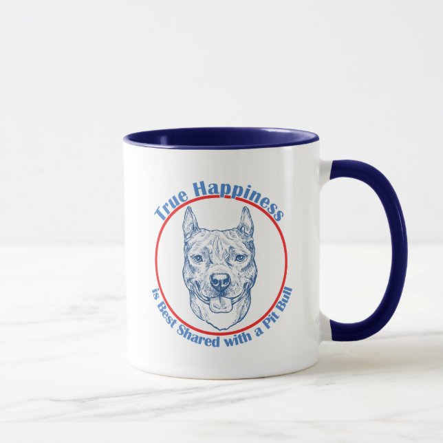 Mug Bonheur vrai avec un pitbull (Droite)