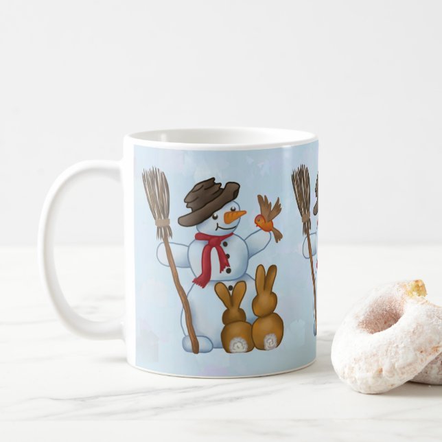 Mug Bonhomme de neige avec animaux (Avec donut)