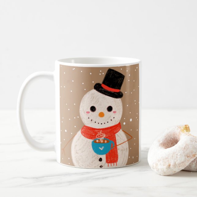 Mug Bonhomme de neige avec chocolat chaud (Avec donut)