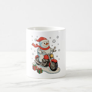 Mug Bonhomme de neige conduisant une moto Noël motard