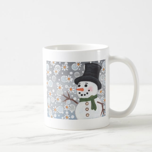 Mug Bonhomme de neige dans une tempête de neige (Droite)