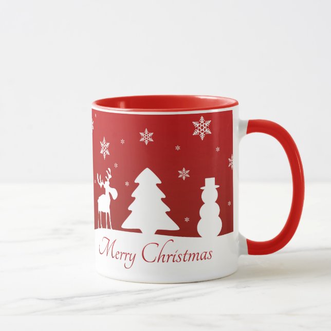 Mug Bonhomme de neige de renne d'arbre de Noël (Droite)