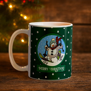 Mug Bonhomme de neige drôle Joyeux Noël ! Ski Dessin a