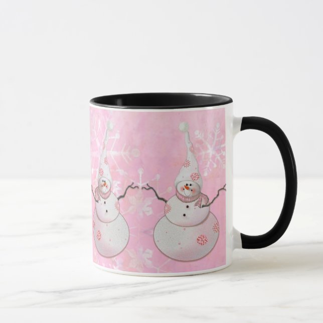 Mug BONHOMME DE NEIGE, ÉCHARPE et CASQUETTE ROSES de (Droite)