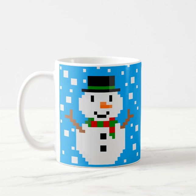 Mug Bonhomme de neige en Pixel Art (Gauche)