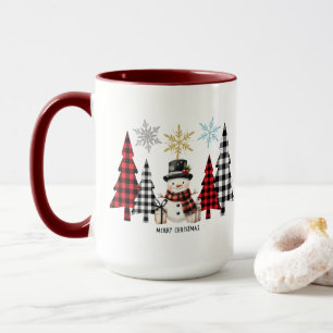 Mug Bonhomme de neige et sapin de Noël à carreaux - Bo