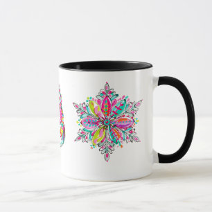 Mug Bonhomme de neige flocon de neige rose esthétique