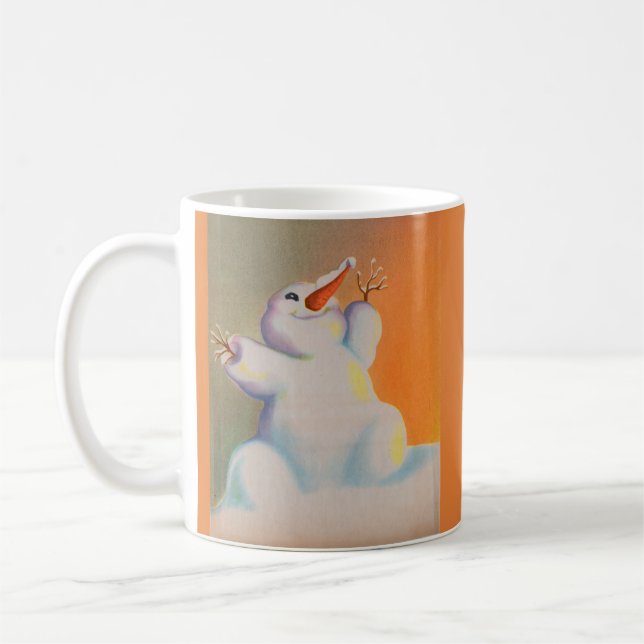 Mug bonhomme de neige heureux salue le matin (Gauche)