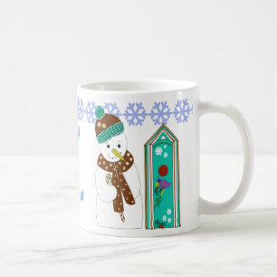 Mug Bonhomme de neige joyeux et maisons d'oiseaux