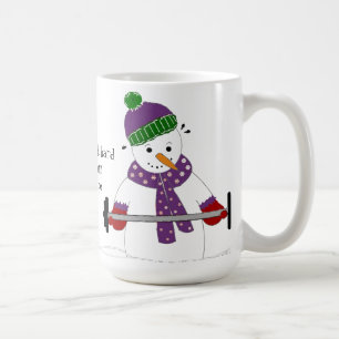 Mug Bonhomme de neige levant des poids avec une légend