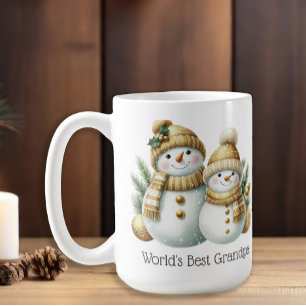 Mug Bonhomme de Neige Meilleur Papi du Monde Or Vert N