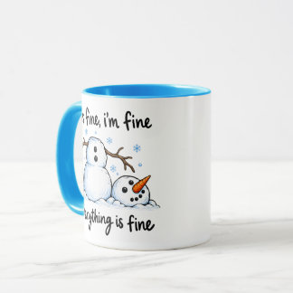 Mug Bonhomme de neige qui fond humour d'hiver drôle