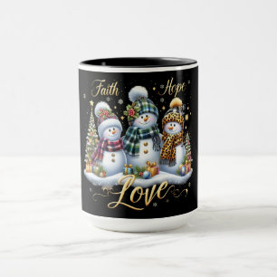 Mug Bonhommes de neige avec cadeaux et arbres