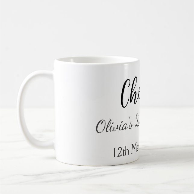 Mug Bonjour 21e anniversaire ajouter nom date simple m (Gauche)