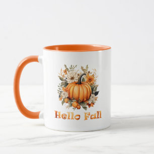Mug Bonjour Automne aquarelle fleur sauvage feuilles d