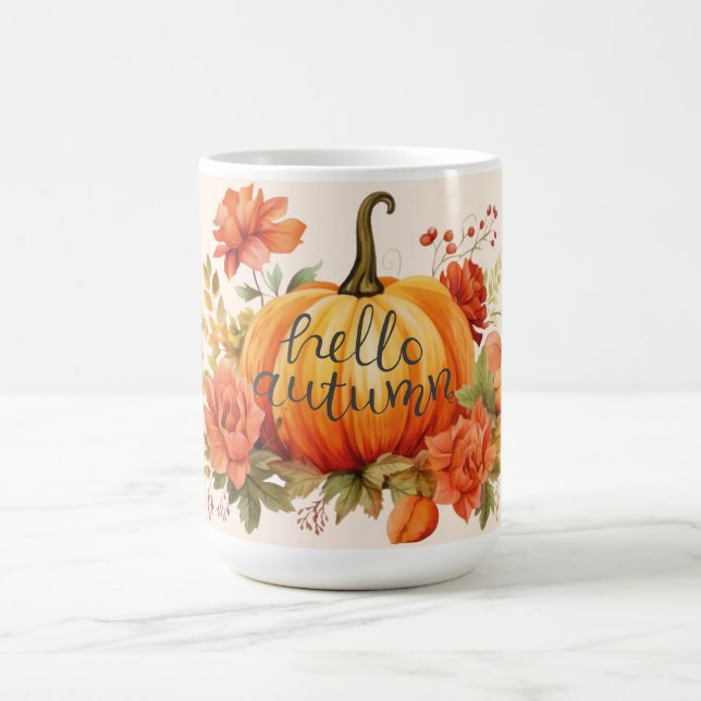 Mug Bonjour automne automne automne Citrouille floral  (Centre)