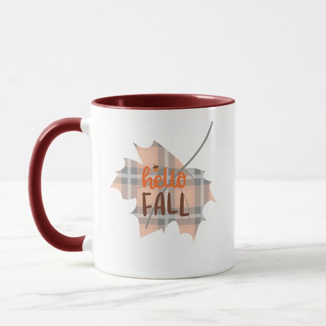 Mug Bonjour automne feuille plaid (Gauche)