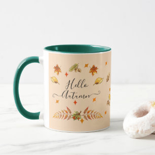 Mug Bonjour automne Feuilles et pins