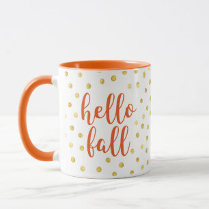 Mug Bonjour Automne Orange Gold Faux Foil Dog