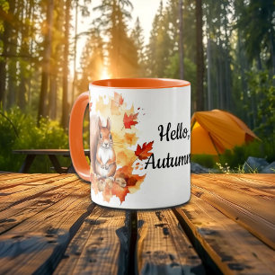 Mug Bonjour Autumn mignonne écureuil et Baby Fox