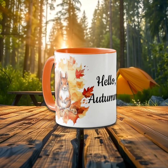 Mug Bonjour Autumn mignonne écureuil et Baby Fox (Créateur téléchargé)