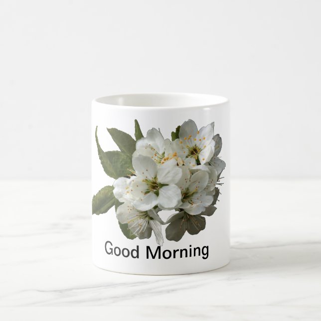 MUG "BONJOUR" AVEC LA BELLE FLEUR BLANCHE (Centre)