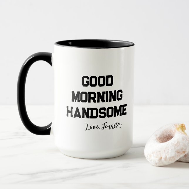 Mug 'Bonjour Beau' Charmant et Personnalisable (Avec donut)