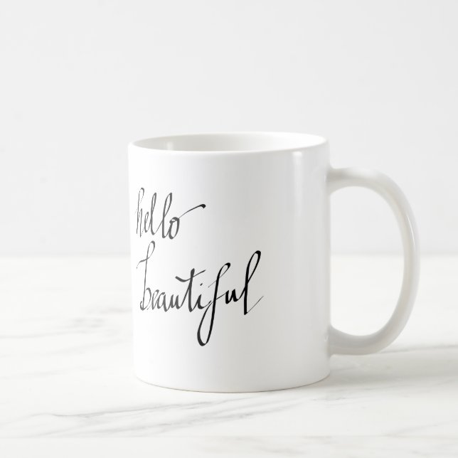 Mug Bonjour beau manuscrit simple de typographie (Droite)