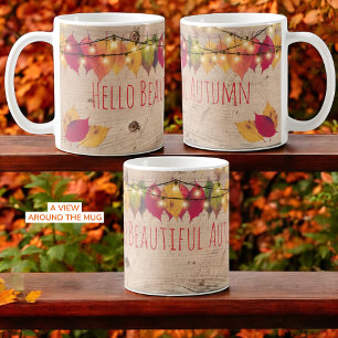 Mug Bonjour Belle Feuilles d'Automne Lumières de lucio