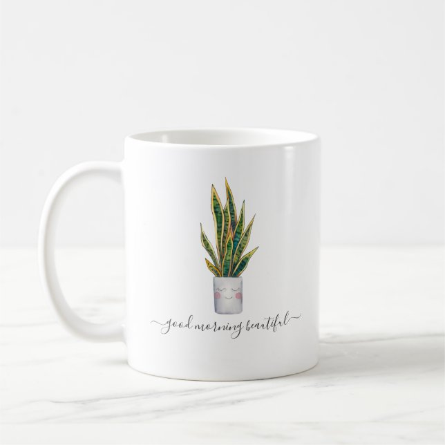 Mug Bonjour Belle | Plante en pot mignonne (Gauche)