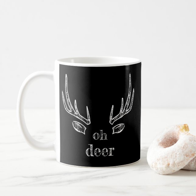 Mug 'Bonjour Cher' Chers Antlers & Oreilles de café Mu (Avec donut)