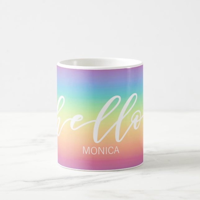 Mug Bonjour chic d'Ombre d'arc-en-ciel en pastel (Centre)
