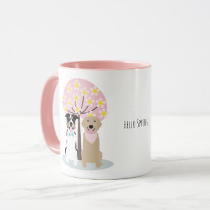 Mug Bonjour Chiens De Printemps Par Cherry Blossom Tre