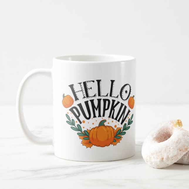 Mug Bonjour Citrouille Automne Arrière-saison (Avec donut)