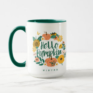 Mug Bonjour Citrouille Automne Fleur sauvage Butterfly
