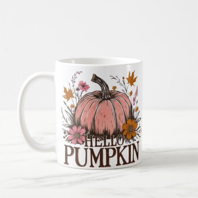 Mug Bonjour Citrouille Fall Floral Design 🎃 🍂 (Gauche)