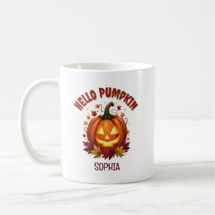 Mug Bonjour Citrouille Feuilles d'Automne Personnali