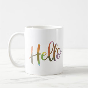 Mug Bonjour Colorful Word Art Script Lettrage Design