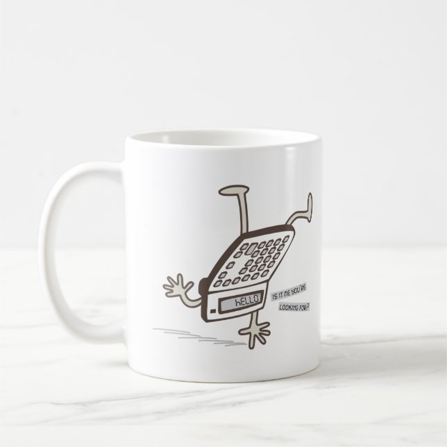 Mug Bonjour (Coup de calcul vers le bas) Funny Retro (Gauche)