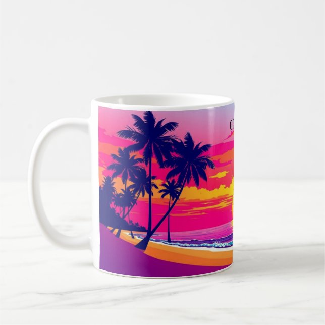 Mug Bonjour depuis le Wrap Tropical Coucher de Soleil  (Gauche)