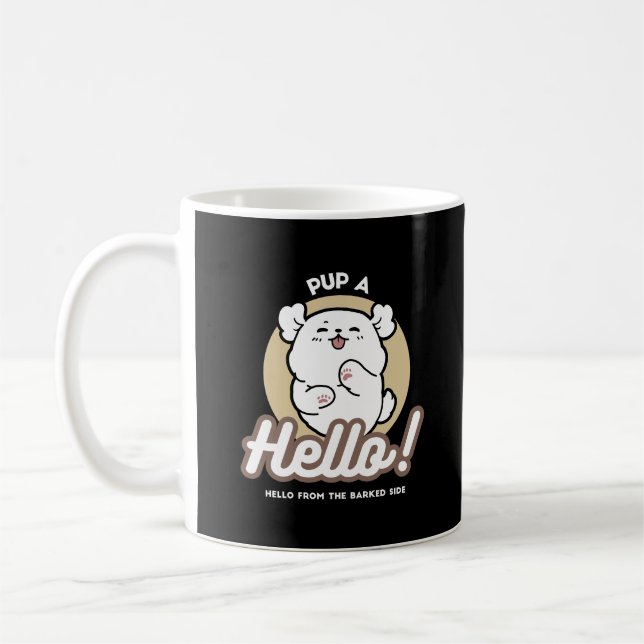 Mug Bonjour du côté écorché - Jolie conception chien (Gauche)